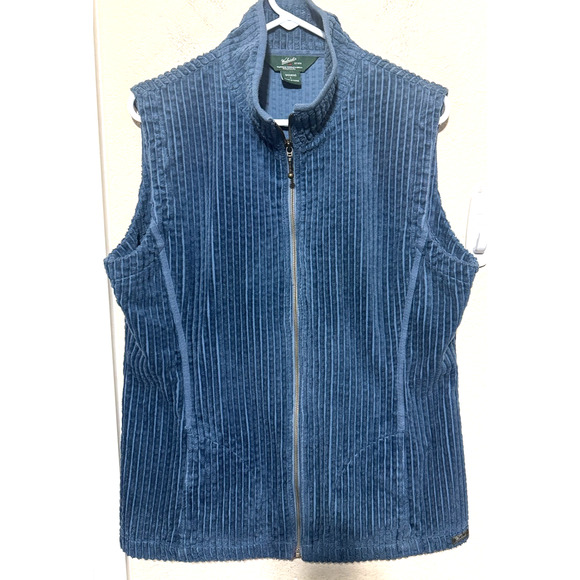 Woolrich Corduroy Vest Women’s Sz L Kinsdale Deep Atlantic Wide Wale Teal Green - Picture 1 of 6